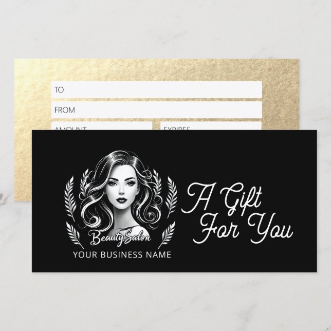 Makeup Artist Hair Stylist Modern Black White Gold (Front/Back)