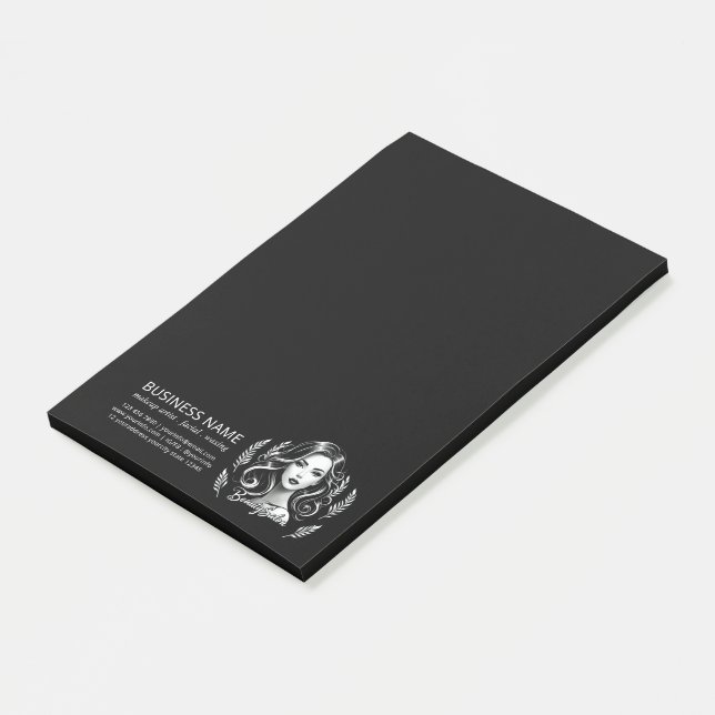 Makeup Artist Hair Stylist Modern Black White Gold Post-it Notes (Angled)