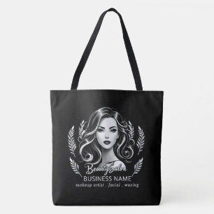 Makeup Artist Hair Stylist Modern Black White Gold Tote Bag