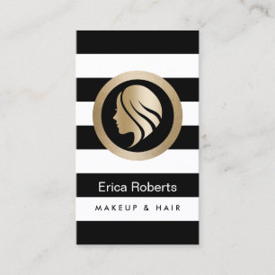 Makeup Artist Hair Stylist Modern Gold Girl Icon Business Card