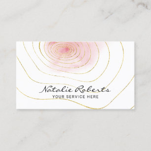 Makeup Artist Hair Stylist Modern Gold Tree Rings Business Card