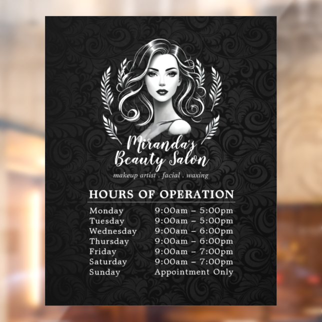 Makeup Artist Hair Stylist Modern Opening Hours  Window Cling (Sheet 2)