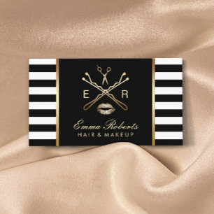 Makeup Artist Hair Stylist Modern Stripes Business Card