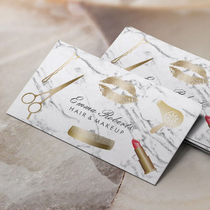 Makeup Artist Hair Stylist Modern White Marble Business Card