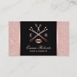 Makeup Artist Hair Stylist Rose Gold Glitter Business Card