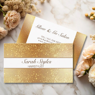 Makeup Artist Hair Stylist Rose Gold Glitter Stars Business Card