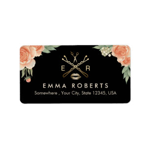 Makeup Artist Hair Stylist Salon Vintage Floral Label