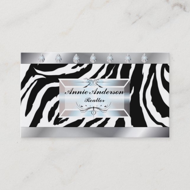 Makeup Artist Hair Stylist Salon Zebra Print Business Card (Front)