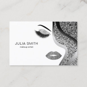 Makeup Artist Hair Stylist Silver Glitter Business Card