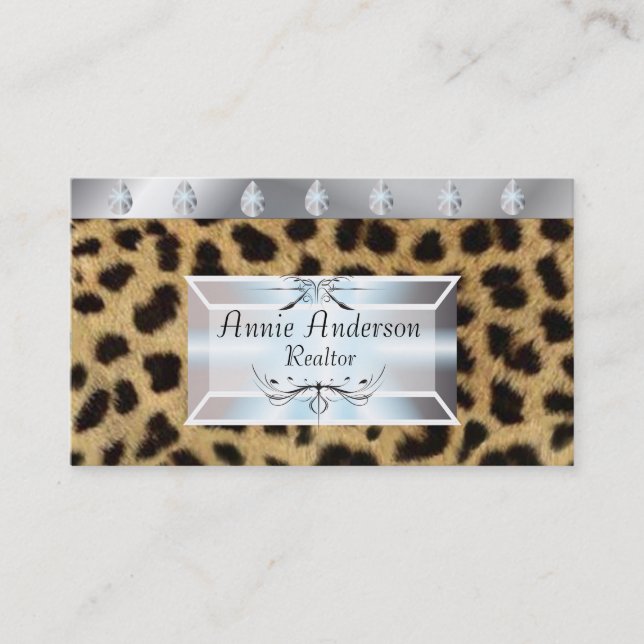 Makeup Artist Hair Stylist Trendy Leopard Print Business Card (Front)