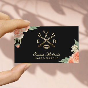 Makeup Artist Hair Stylist Vintage Floral Elegant Business Card
