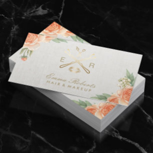 Makeup Artist Hair Stylist Vintage Floral Linen Business Card