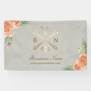 Makeup Artist Hair Stylist Vintage Floral Salon Banner