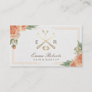 Makeup Artist Hair Stylist Vintage Floral Salon Business Card
