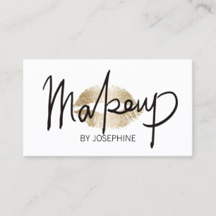 Makeup Artist Hand Lettering Gold Kiss Minimalist Business Card