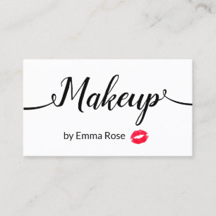Makeup Artist Handwritten Calligraphy Script Kiss Business Card