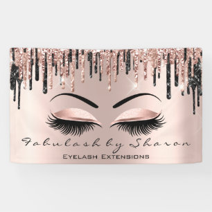 Makeup Artist Heart Lash Glitter Drip Rose Brow Banner