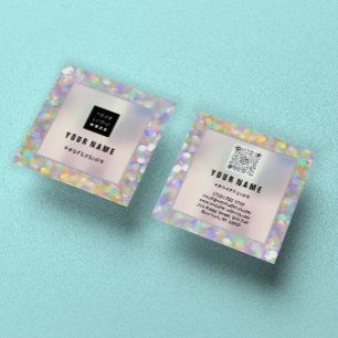 Makeup ARTIST Holograph Unique QR CODE Logo Square Business Card