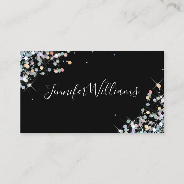 Makeup Artist Holographic Glitter Modern Elegant Business Card (Front)