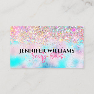 Makeup Artist Holographic Opal Glitter Iridescent  Business Card