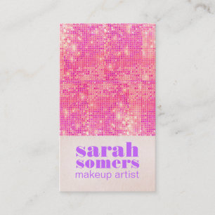 Makeup Artist Hot Pink Girly Sequins Business Card
