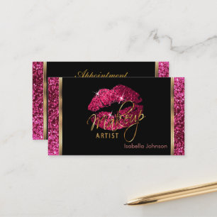 Makeup Artist Hot Pink Glitter Appointment Card