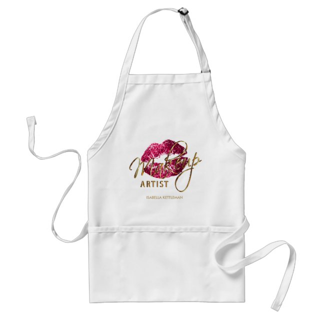 Makeup Artist - Hot Pink Glitter Lips Standard Apron (Front)