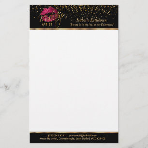 Makeup Artist Hot Pink Glitter Lips Stationery
