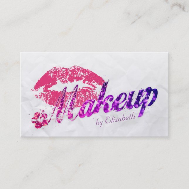 Makeup Artist Hot Pink Lips Appointment Card (Front)