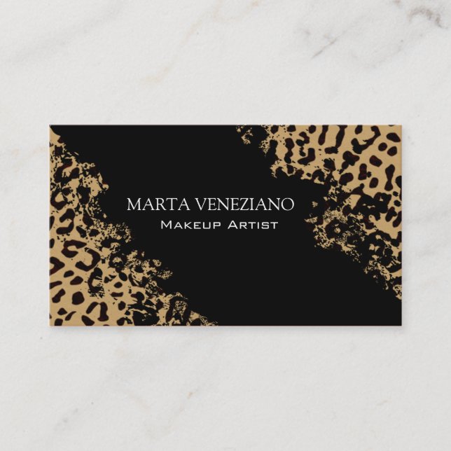 Makeup Artist III Professional Cosmetology Leopard Business Card (Front)