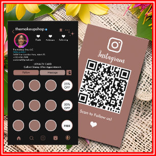 Makeup Artist Instagram Terracotta Beautician QR Loyalty Card