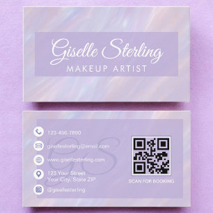 Makeup Artist Iridescent Pastel Opal Holographic Business Card