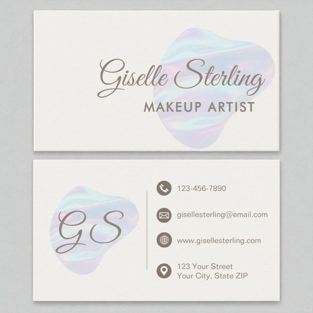 Makeup Artist Iridescent Pearl Opal Abstract Business Card (Creator Uploaded)