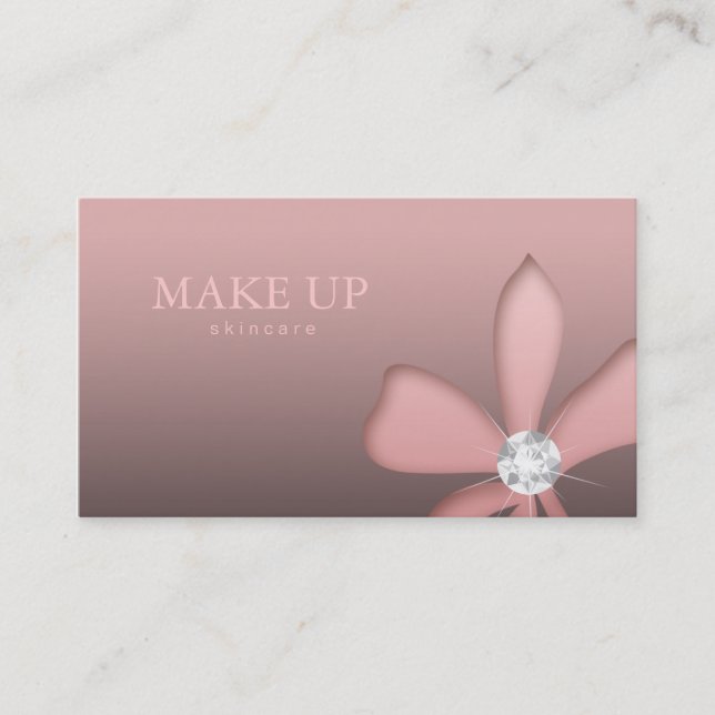 Makeup Artist Jewellery Pink Flower White Diamonds Business Card (Front)