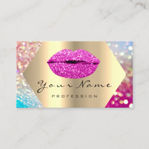 Makeup Artist Kiss LIPS Pink LUX Holographic Business Card
