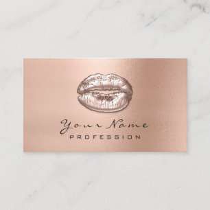 Makeup Artist Kiss Lips Skinny Rose Gold Wow Business Card