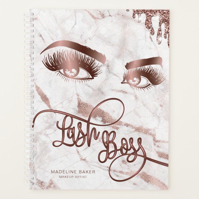 Makeup Artist Lash Boss Eyes Lashes Rose Gold Planner (Front)