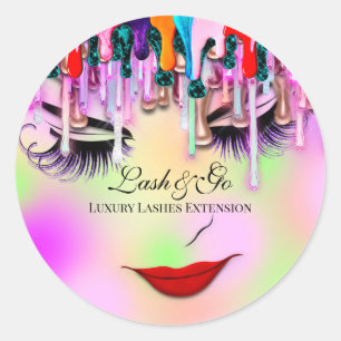 Makeup Artist Lash Extension Beauty Online Drips  Classic Round Sticker