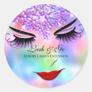 Makeup Artist Lash Extension Diamond Holograph  Classic Round Sticker