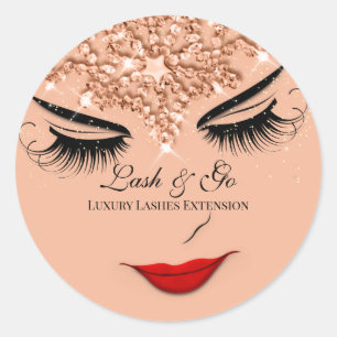 Makeup Artist Lash Extension Lip Princess Rose Classic Round Sticker