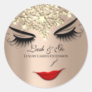 Makeup Artist Lash Extension Lips Beauty Rose Gold Classic Round Sticker