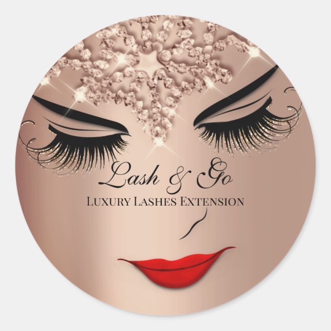 Makeup Artist Lash Extension Lips Rose Princess Classic Round Sticker (Front)