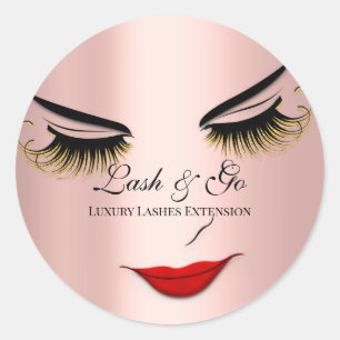 Makeup Artist Lash Extension Red Lips Rose Face Classic Round Sticker