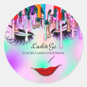 Makeup Artist Lash Extension Unicorn Drips  Classic Round Sticker