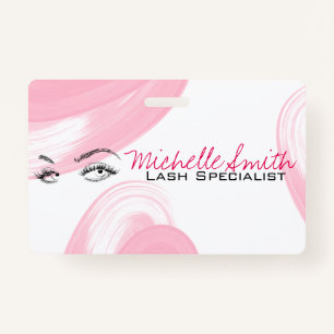 Makeup Artist Lash Extensions Lashes Brows Pink  ID Badge