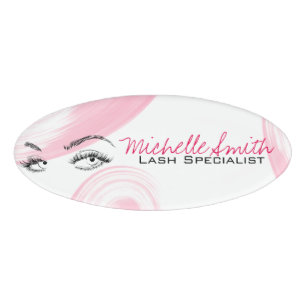 Makeup Artist Lash Extensions Lashes Brows Pink  Name Tag