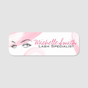 Makeup Artist Lash Extensions Lashes Brows Pink  Name Tag