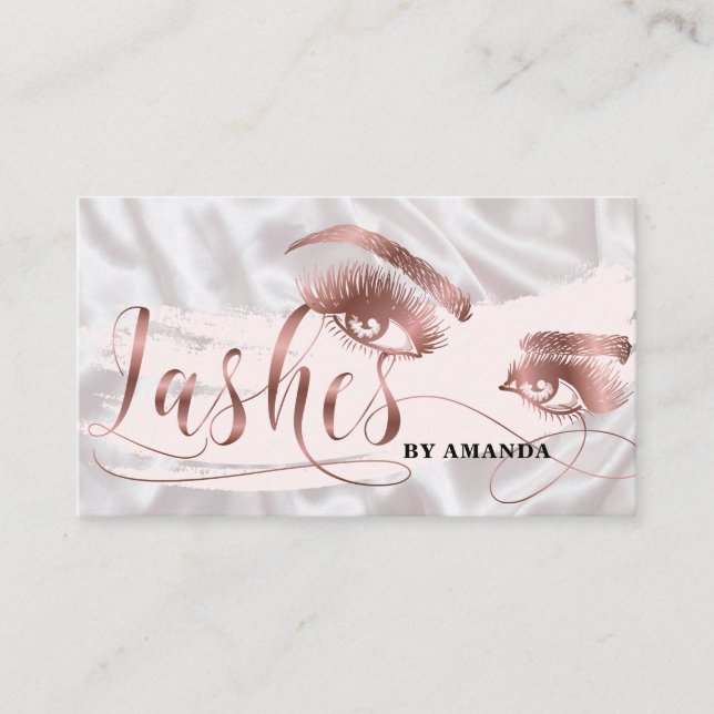 Makeup artist Lash Eyebrow Eyes Lashes Rose Gold Business Card (Front)