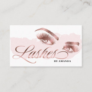 Makeup artist Lash Eyebrow Lashes Marble Rose Gold Business Card
