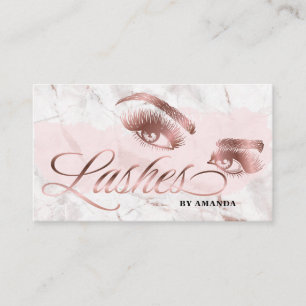 Makeup artist Lash Eyebrow Lashes Marble Rose Gold Business Card